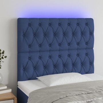 Vidaxl vidaXL Vzglavje postelje z LED modro 90x7x118/128 cm blago