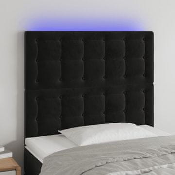 Vidaxl vidaXL Vzglavje postelje z LED diodo črno 100x5x118/128 cm žamet