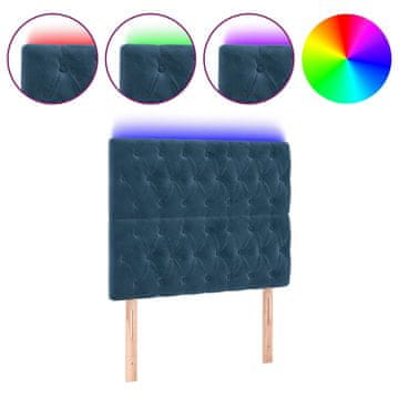 Vidaxl LED posteljno vzglavje temno modro 90x7x118/128 cm žamet
