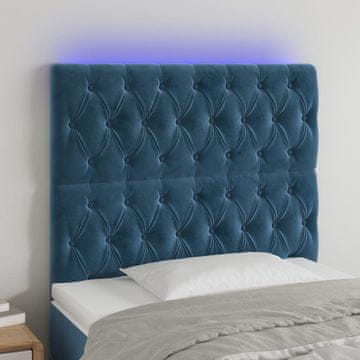 Vidaxl vidaXL Vzglavje postelje z LED diodo temno modro 100x7x118/128 cm