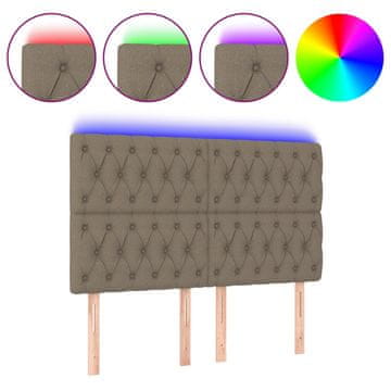 Vidaxl LED posteljno vzglavje taupe 144x7x118/128 cm blago