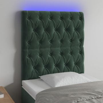 Vidaxl vidaXL Vzglavje postelje z LED diodo temno zeleno 80x7x118/128 cm