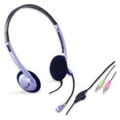 Genius HS-02B slušalke z mikrofonom, regulator glasnosti na kablu, srebrne
