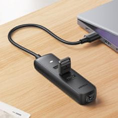 Ugreen CM416 adapter USB-C - RJ45 / 3x USB, črna
