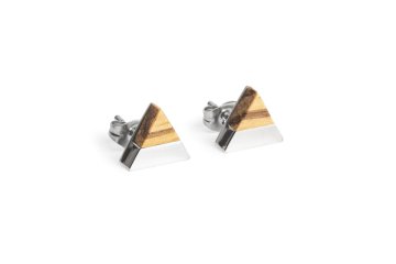 BeWooden ženske uhani z lesenim detajlom Lini Earrings Triangle univerzalna