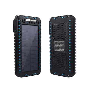 Bass Polska Solarna prenosna baterija z vžigalnikom in LED svetilko, 10000 mAh