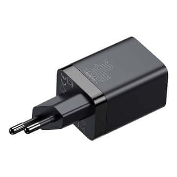 BASEUS Super Si Pro Quick Charger USB + USB-C 30W omrežni polnilec (črn)