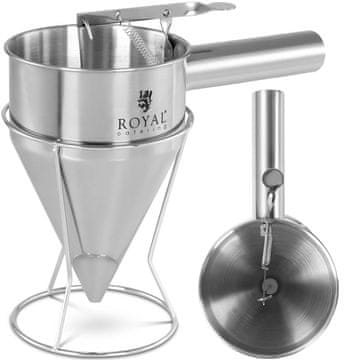 Royal Catering Dozirna pištola za kreme in omake iz nerjavečega jekla, šoba premera 8 mm, 1,2 l
