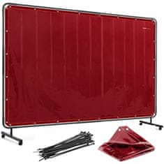 slomart Zaščitna varilna zavesa z okvirjem na kolesih 239 x 175 cm - rdeča