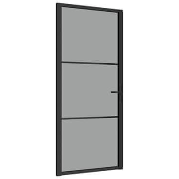 Vidaxl Notranja vrata 93x201,5 cm črna ESG steklo in aluminij