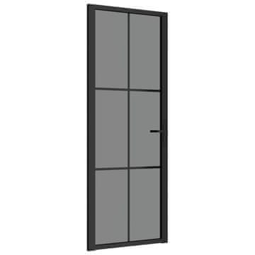 Vidaxl Notranja vrata 76x201,5 cm črno ESG steklo in aluminij
