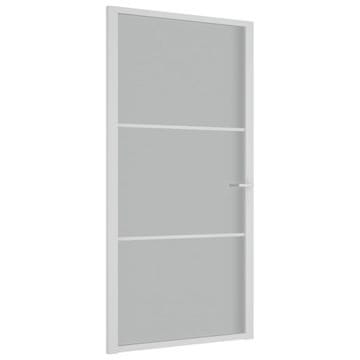 Vidaxl Notranja vrata 102,5x201,5 cm bela mat steklo in aluminij