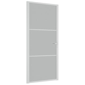 Vidaxl Notranja vrata 93x201,5 cm Bela mat steklo in aluminij