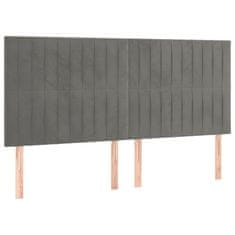 Vidaxl LED posteljno vzglavje svetlo sivo 200x5x118/128 cm žamet
