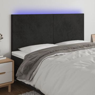 Vidaxl vidaXL Vzglavje postelje z LED diodo črno 180x5x118/128 cm žamet