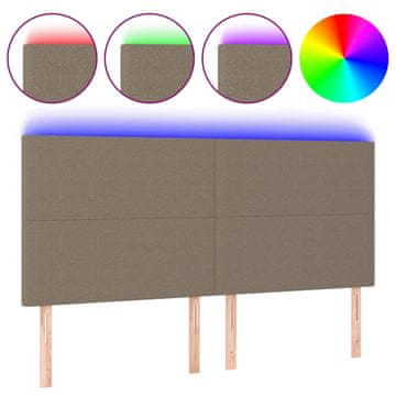 Vidaxl LED posteljno vzglavje roza 200x5x118/128 cm blago