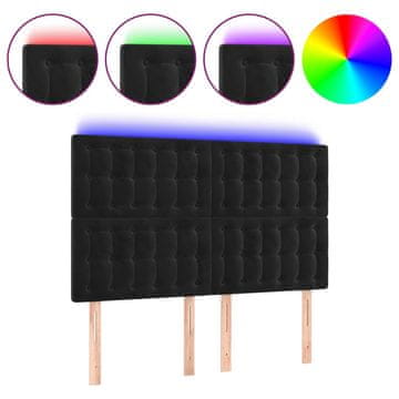 Vidaxl LED posteljno vzglavje črno 144x5x118/128 cm žamet