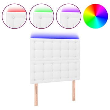 Vidaxl LED posteljno vzglavje belo 80x5x118/128 cm umetno usnje