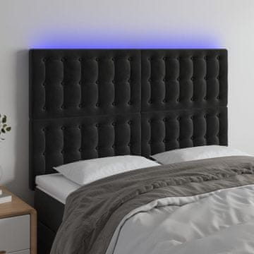 Vidaxl vidaXL Vzglavje postelje z LED diodo črno 144x5x118/128 cm žamet