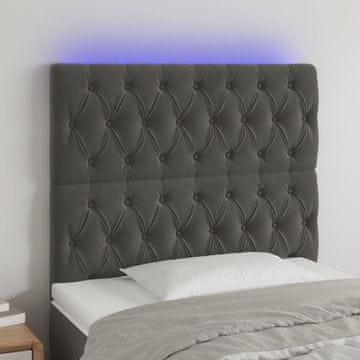 Vidaxl vidaXL Vzglavje postelje z LED diodo temno sivo 90x7x118/128 cm žametno