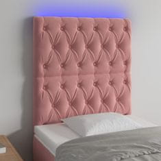 shumee vidaXL LED posteljno vzglavje roza 80x7x118/128 cm žamet