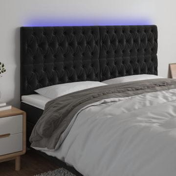 Vidaxl vidaXL Vzglavje postelje z LED diodo črno 180x7x118/128 cm žamet