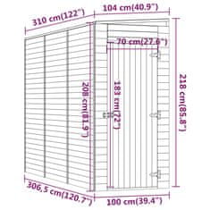 Greatstore Vrtna skladiščna lopa 100x300x220 cm impregnirana borovina