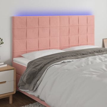 Vidaxl vidaXL Vzglavje postelje z LED svetlo roza 180x5x118/128 cm žamet