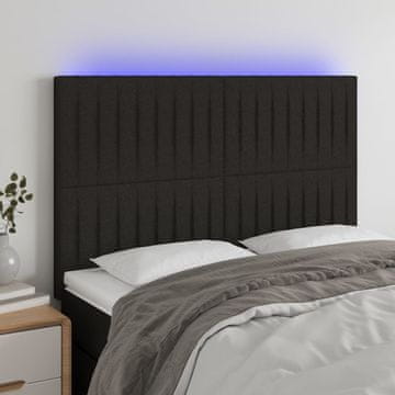 Vidaxl vidaXL Vzglavje postelje z LED diodo črno 144x5x118/128 cm blago