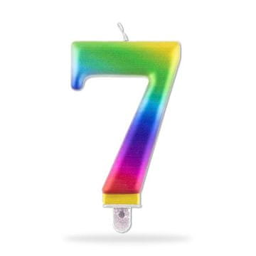 Toro ŠTEVILKA SVEČE "7", 7,5 CM, MAVRICA