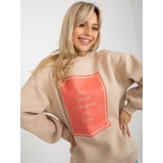 Ex moda Ženski pulover z oversize potiskom MIGNON bež EM-BL-617-3.15P_392583 Univerzalni