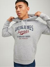 Jack&Jones Moški pulover JJELOGO Regular Fit 12210824 Light Grey Melange (Velikost S)