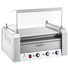 shumee Rolo žar s pokrovom in grelnim predalom za žemlje 16 HotDog klobas 2200W 230V Royal Catering