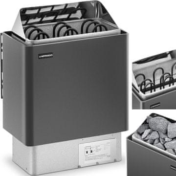 Uniprodo Električna savna peč 3-6 m3 do 110 °C 400 V 4,5 kW črno-srebrna