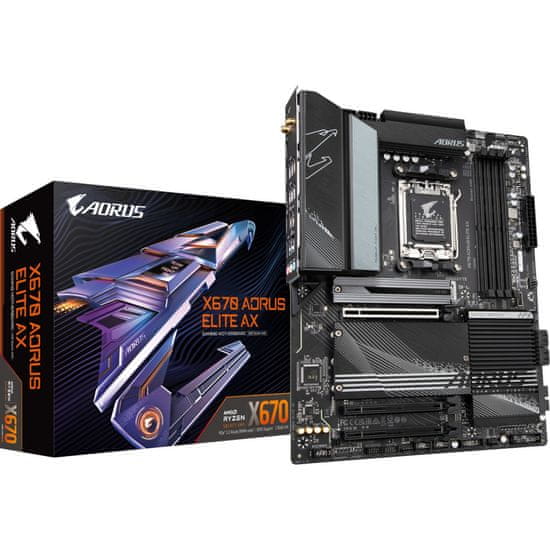 Gigabyte Aorus Elite AX X670 osnovna plošča, AM5, ATX, DDR5, Wi-Fi 6E