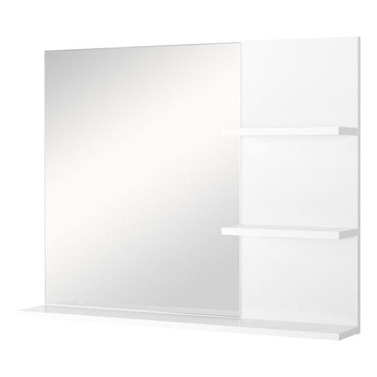 KLEANKIN kleankin Kopalniška stenska omarica 60 x 10 x 48 cm, z ogledalom in 3 policami, bela stenska omarica iz MDF