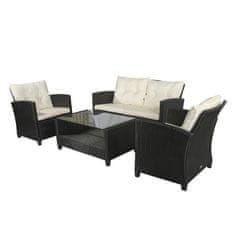 OUTSUNNY Outsunny 4-delna garnitura vrtnega pohištva iz ratana PE in mizica za kavo, kavč in fotelji v črni in bež barvi 124x68x76cm