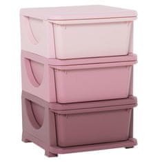 HOMCOM HOMCOM barvni plastični predalnik za otroško sobo s 3 predali, pohištvo za dom in vrtec 37x37x56,5 cm roza