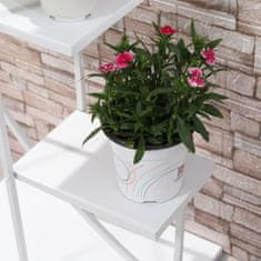 OUTSUNNY kovinsko cvetlično stojalo za rože polkrožne oblike s
5 policami, za notranjo in
zunanjo uporabo,
53x33x154cm, bela barva