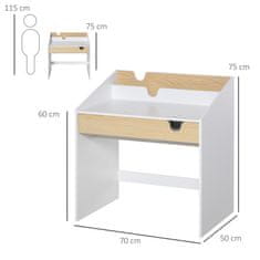 HOMCOM pisalna miza s prostorsko varčno polico za otroke od 3 do 6 let bela in lesena otroška miza
70x50x75cm