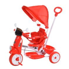 HOMCOM tricikel za otroke od 18 do 72 mesecev (25 kg) z baldahinom in krmilom,
rdeč
