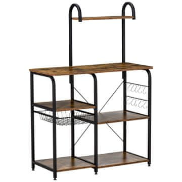 HOMCOM Šestpolplastna omarica za mikrovalovno pečico, kuhinjska omarica z odstranljivo košarico in 4 kljukami, iz kovine in lesa,
Rustikalna rjava
barva