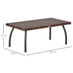 OUTSUNNY Outsunny Vrtna in zunanja stranska miza iz sintetičnega ratana, nepremočljiva teraco rjava 90x50x35cm