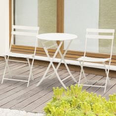 OUTSUNNY majhna mizica z zložljivimi vrtnimi stoli iz belega jekla, 3-delni komplet za balkon,
teraso, na prostem