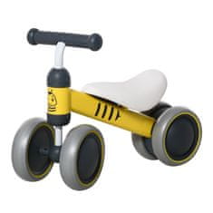 HOMCOM otroško kolo brez pedal s tremi nedrsečimi kolesi, starost od 18 do 24 mesecev,
49x19x35cm rumena