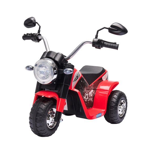 HOMCOM Električno otroško motorno kolo s tremi kolesi, lučmi in zvoki, 6V
akumulator, hitrost 2 km/h, za otroke od 18 do 36 mesecev, 72x57x56cm
Rdeča