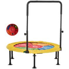 HOMCOM Zložljiv trampolin s palico in plesno podlogo, elastična talna podloga za fitnes in igro odraslih, Փ102x89-114cm