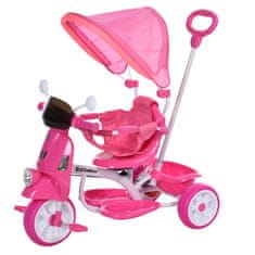 HOMCOM Tricikel z motorjem za otroke od 18 do 72 mesecev (25 kg) z nadstreškom in
Ročaj, roza