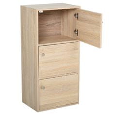 HOMCOM večnamenska omara s 3 lesenimi policami in 3 vrati za dom, spalnico, dnevno sobo ali pisarno,
48x34x100cm
