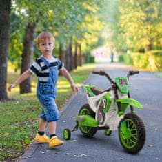 HOMCOM Električno cross kolo za otroke od 3 do 5 let, 12V akumulator in snemljiva kolesa, 106,5x51,5x68 cm,
Zelena